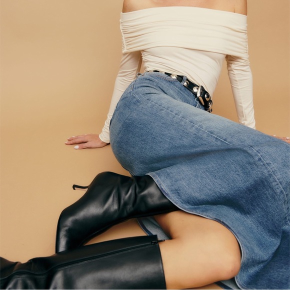 Reformation Daria Ultra High Rise Denim Maxi Skirt Merritt 28 🤍 - Picture 7 of 8